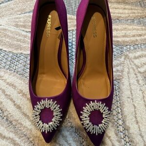 Express Purple Embellished Women's Heels